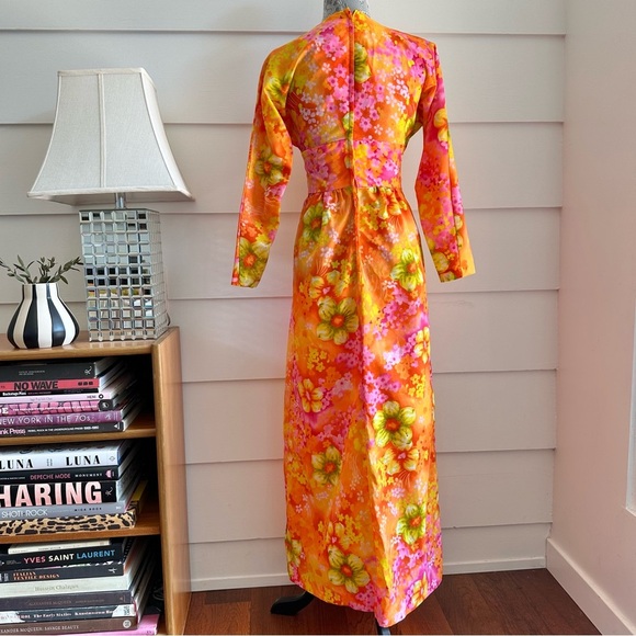 Vintage 1970s Hawaiian Floral Print Maxi Dress XS - Picture 5 of 7